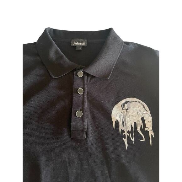 Just Cavalli Men’s Polo Short Black Onyx Logo Size XL - Picture 3 of 11